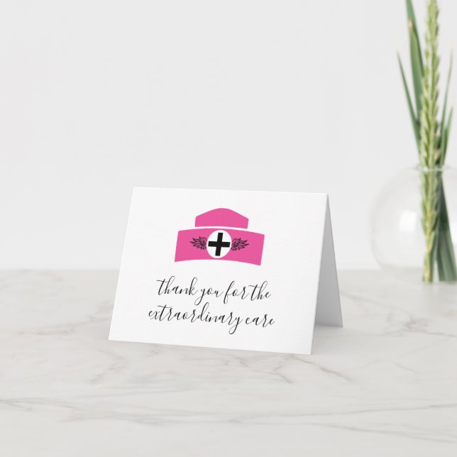 Cute Script Typography  Nurses Thank You Card (Front)