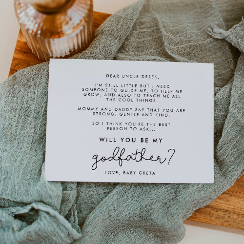 Cute script Will you be my Godfather card
