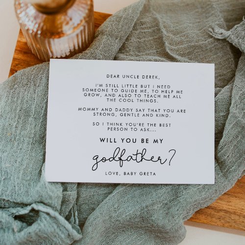 Cute script Will you be my Godfather card
