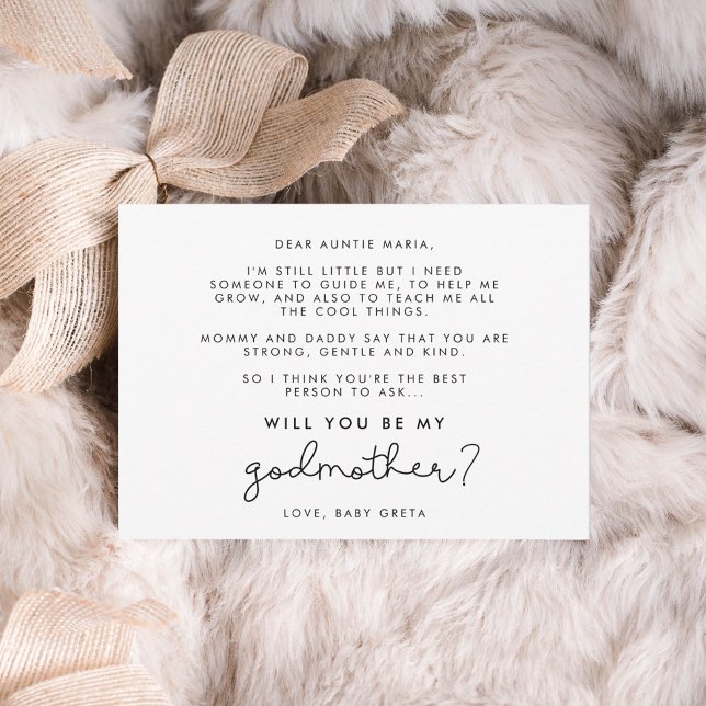 Cute script Will you be my Godmother card (Creator Uploaded)