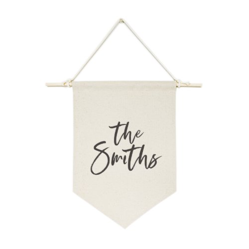 Cute Scripted Family Name Hanging Wall Banner