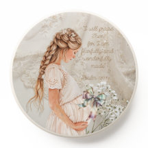 Cute Scripture Expectant Mother Lace Organza Bow