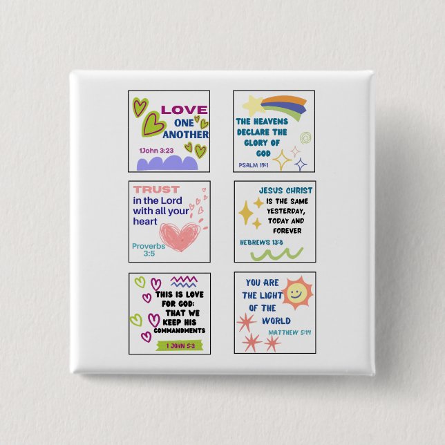 Cute scripture kids memory bible verse  button (Front)