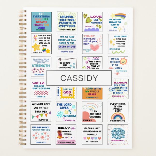 Cute scripture kids memory bible verse  planner (Front)