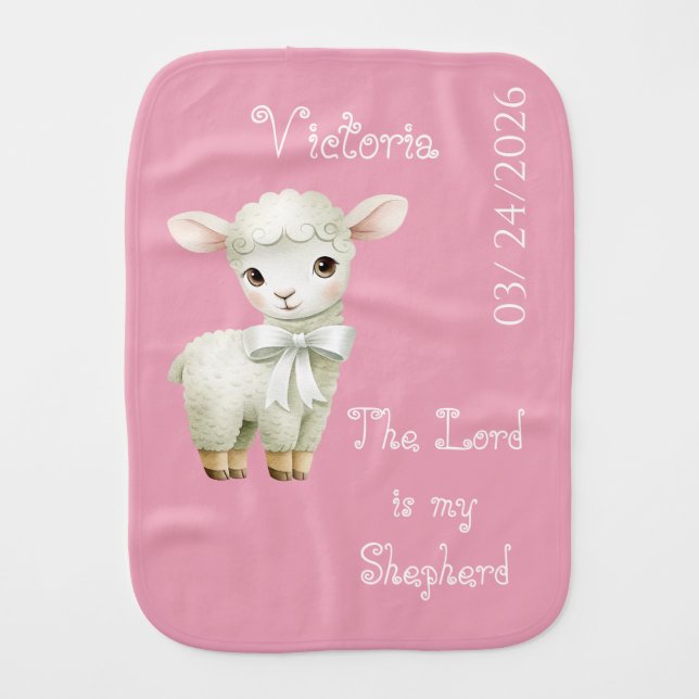 Cute Scripture Lamb Flower Balloon Shepherd Baby Burp Cloth (Front)