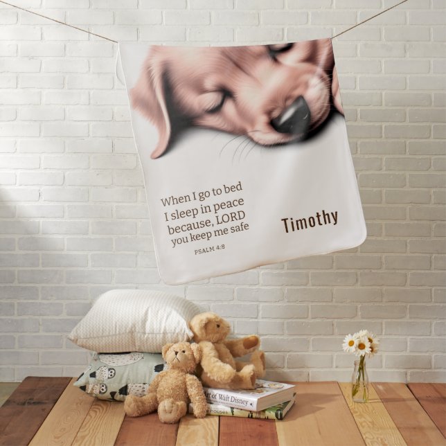 Cute Scripture Puppy Baby Blanket (In Situ)
