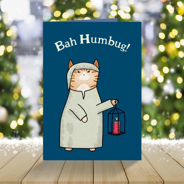 Cute Scrooge Cartoon Cat Christmas Carol  Holiday Card (Creator Uploaded)