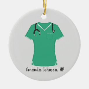 Cute Scrubs Nurse Ceramic Ornament
