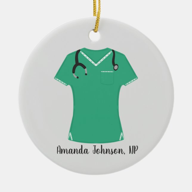 Cute Scrubs Nurse Ceramic Ornament (Front)