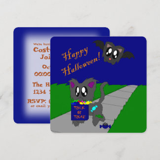 Cute Scruffy Animal Halloween Scene Invitation