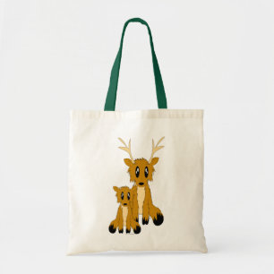 Cute Scruffy Parent and Baby Reindeer Tote Bag