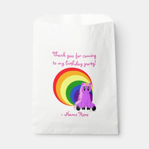 Cute Scruffy Unicorn Favor Bag Pink