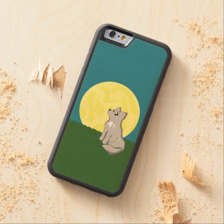 Cute Scruffy Wolf With Moon Carved Maple Iphone 6 Bumper Case