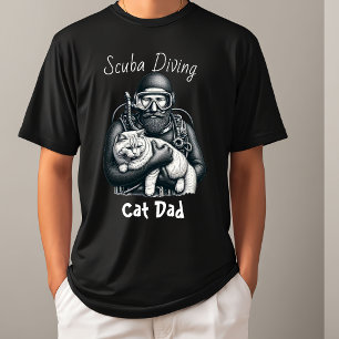 Cute Scuba Diving Cat Dad Black T-Shirt