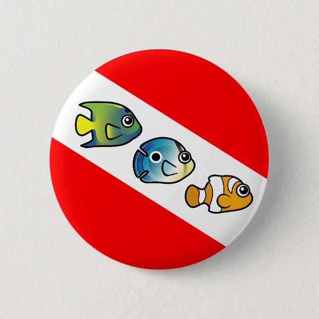 Cute Scubadorable Dive Flag Button (Front)