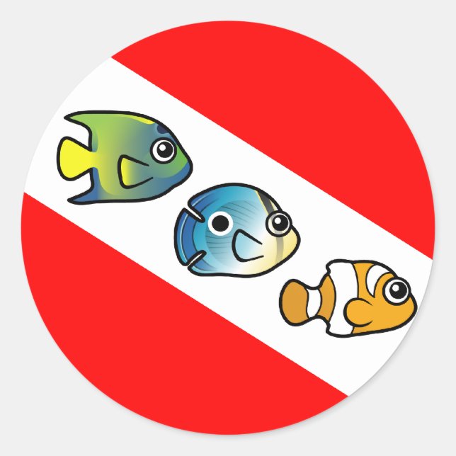 Cute Scubadorable Dive Flag Classic Round Sticker (Front)
