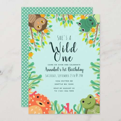 Cute Sea and Swamp Animal Kids Birthday Invitation