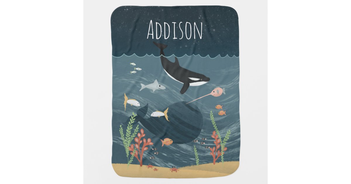 Cute Sea and Whimsical Night Ocean Orca Baby Blanket | Zazzle