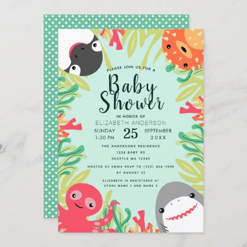 Cute Sea Animal Baby Shower Invitation