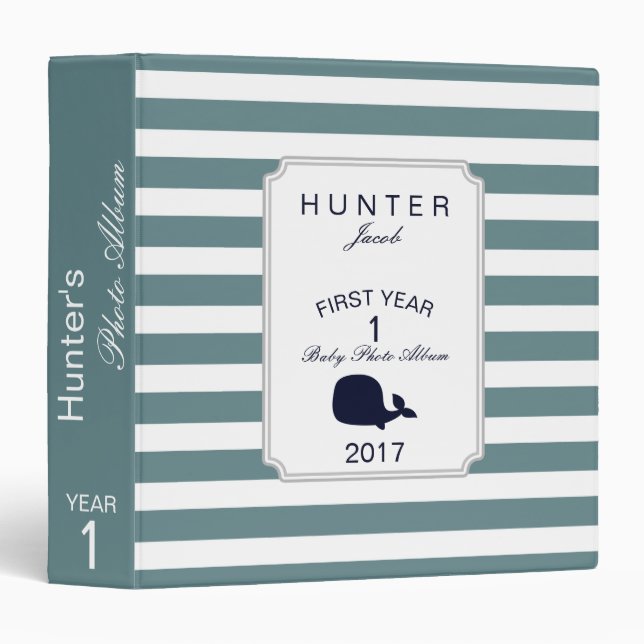 Cute Sea Animal Nautical Ocean Baby Photo Album Binder (Front/Spine)