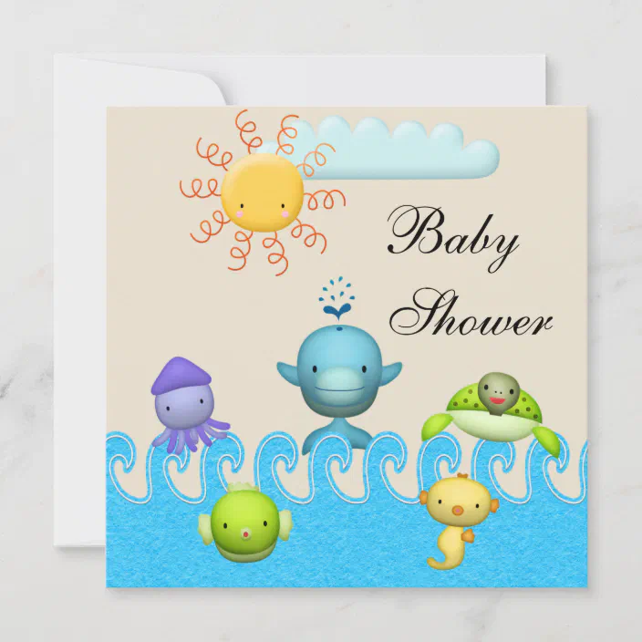 Download Cute Sea Animals Baby Shower Invitation Zazzle Com