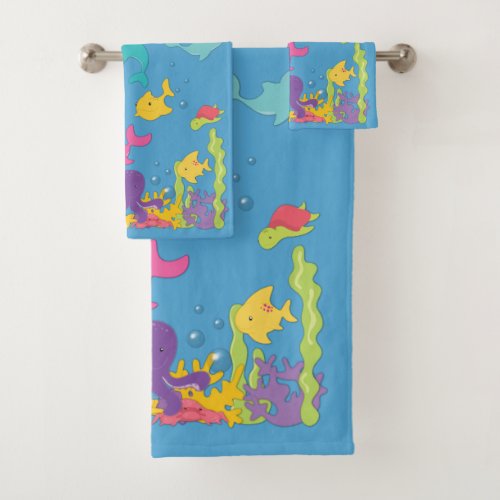 Cute Sea Animals Bath Towel Set