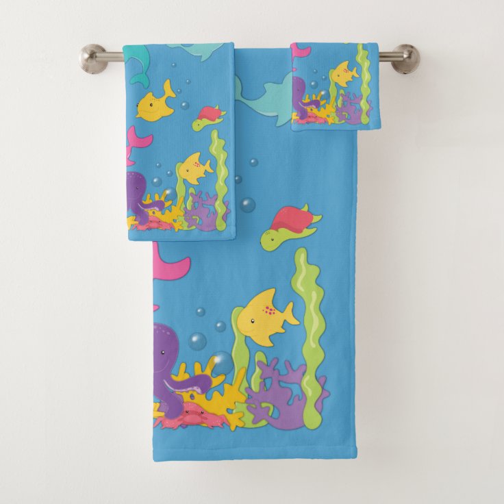 Cute Sea Animals Bath Towel Set Zazzle
