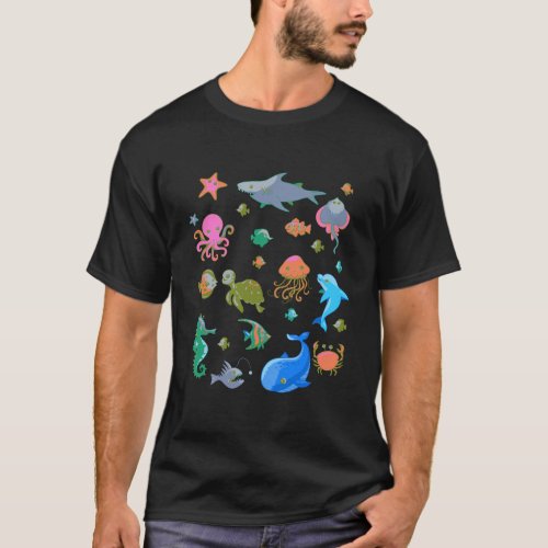 Cute Sea Animals Kids Children Ocean Creatures Clo T_Shirt
