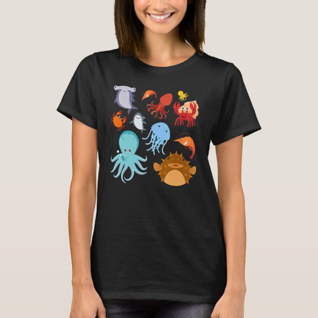 Cute Sea Animals Ocean Creatures Clownfish T-Shirt (Front)