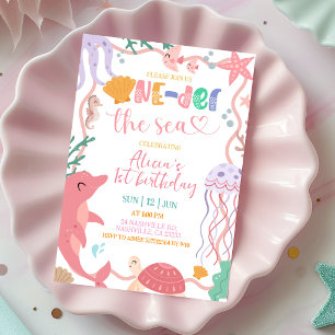 Cute Sea Animals Oneder the sea Birthday invitatio Invitation