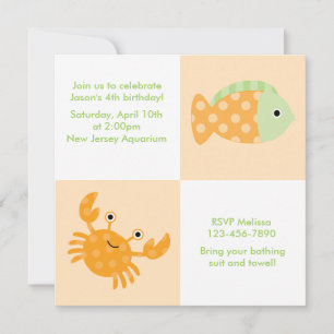 Cute Sea Animals Summer and Beach Birthday Invitation