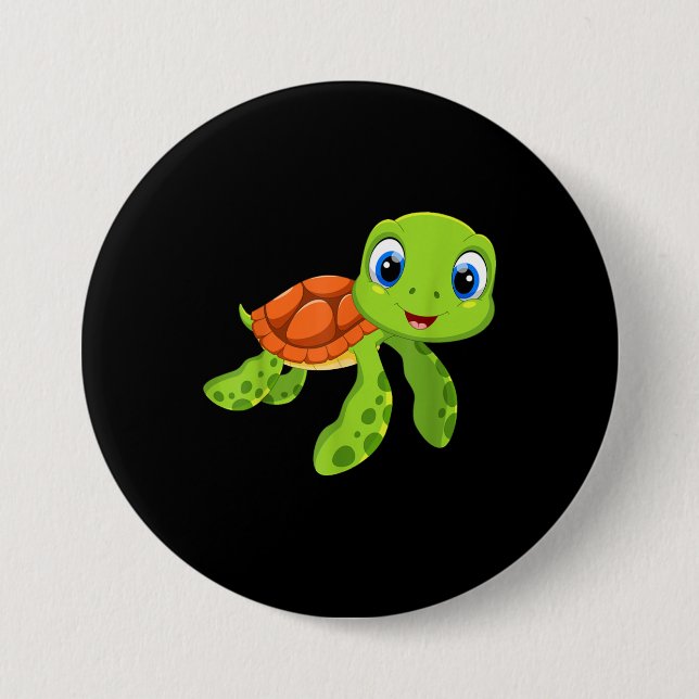 Cute Sea Baby Turtle Gift Button (Front)