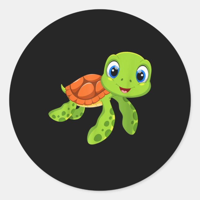 Cute Sea Baby Turtle Gift Classic Round Sticker (Front)