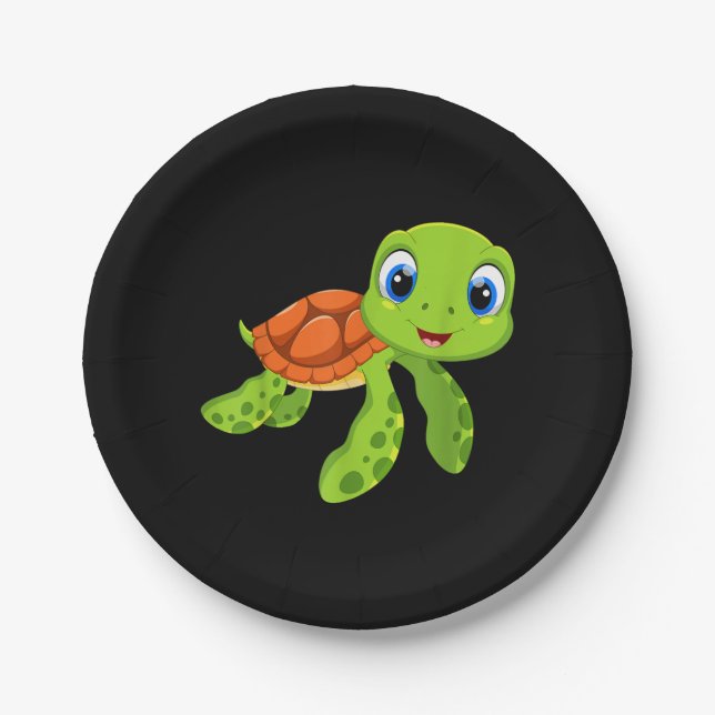 Cute Sea Baby Turtle Gift Paper Plates (Front)