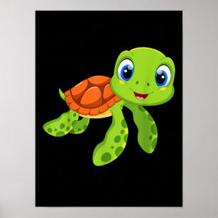 Cute Sea Baby Turtle Gift Poster