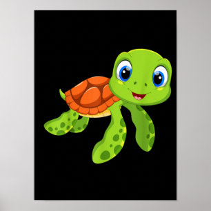 Cute Sea Baby Turtle Gift Poster