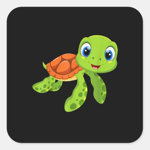 Cute Sea Baby Turtle Gift Square Sticker