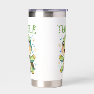 Cute Sea Baby Turtle with Flowers  Insulated Tumbler