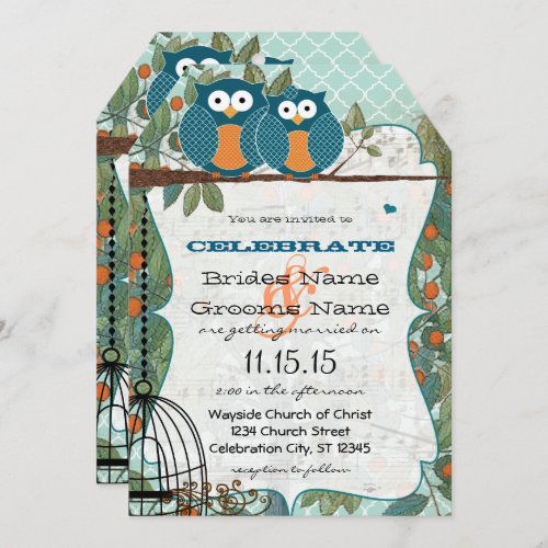 Cute Sea Blue Owl Marry My Best Friend Wedding Invitation