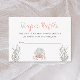 Cute Sea Coastal Crab Baby Shower Diaper Raffle Enclosure Card