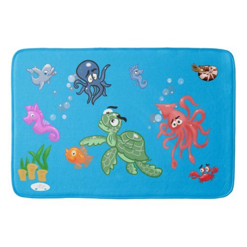 Cute Sea Creatures Bath Mat