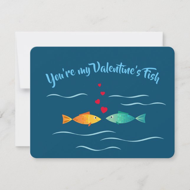 Cute sea fish in love note card (Front)