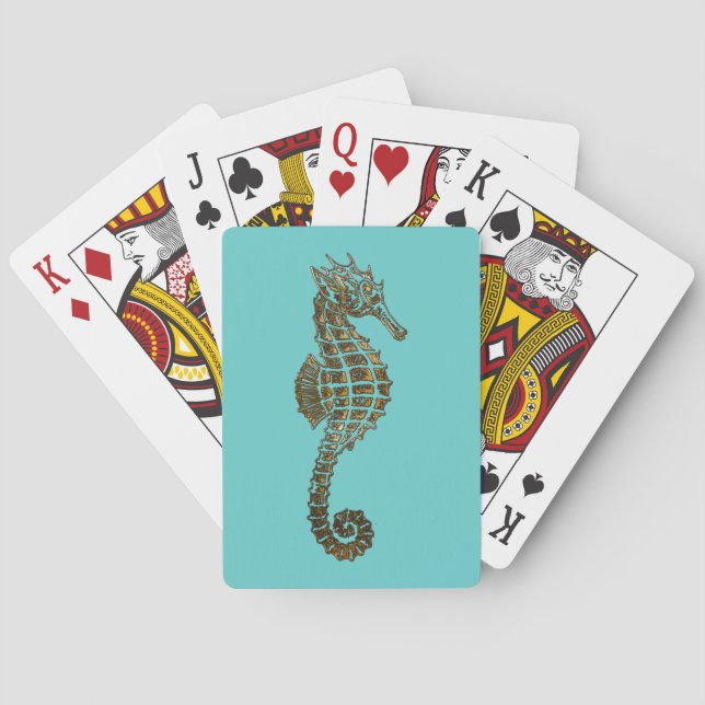 Cute Sea Horse Marine Animal Gift Poker Cards (Back)