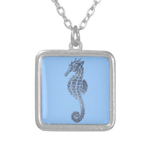 Cute Sea Horse Marine Animal Gift Silver Plated Necklace
