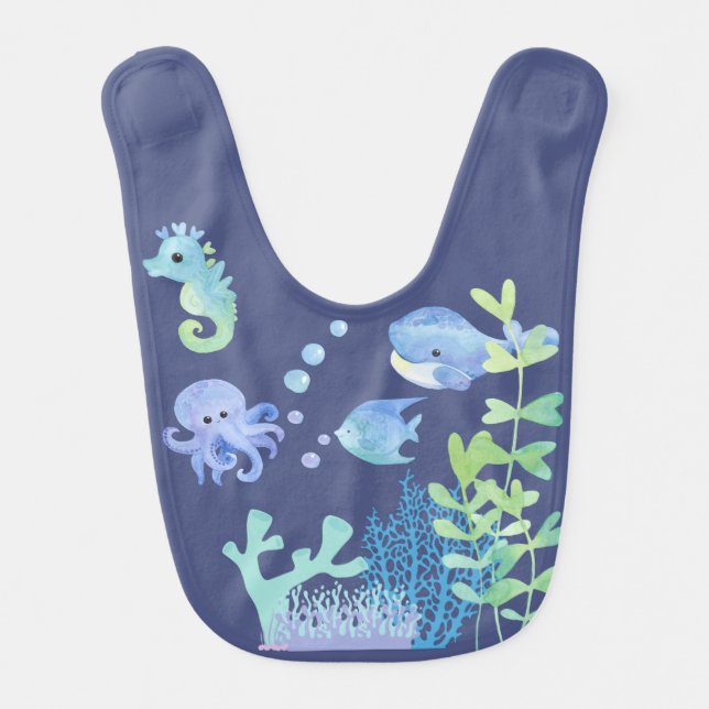 Cute Sea Life Baby Bib (Front)