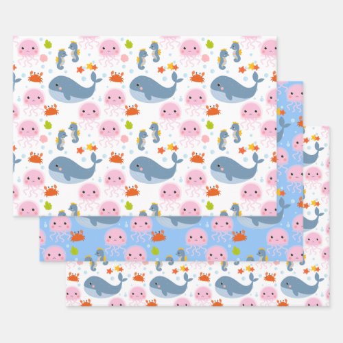 Cute Sea_life Collection 6 Crafting Wrapping Paper Sheets