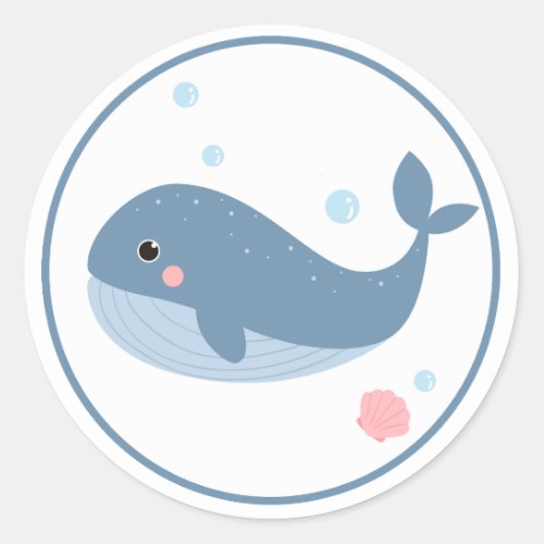 Cute Sea_life Whale Scrapbooking Classic Round Sticker