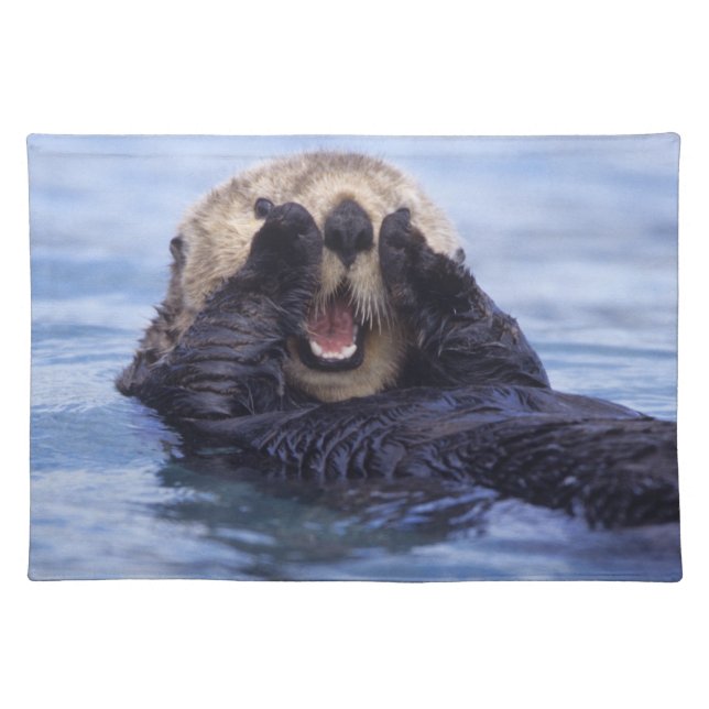 Cute Sea Otter | Alaska, USA Cloth Placemat (Front)