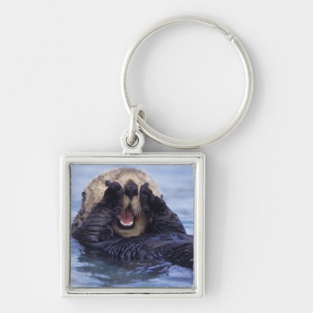 Cute Sea Otter | Alaska, USA Keychain (Front)