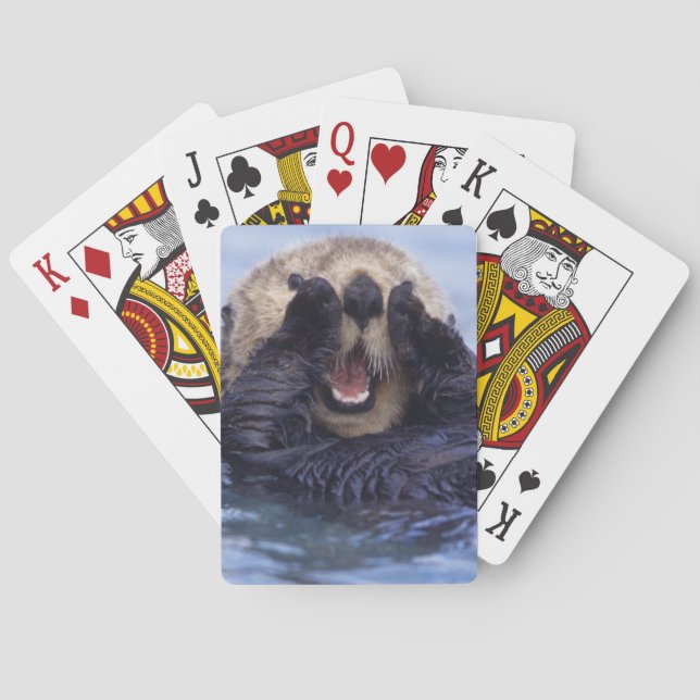 Cute Sea Otter | Alaska, USA Poker Cards (Back)
